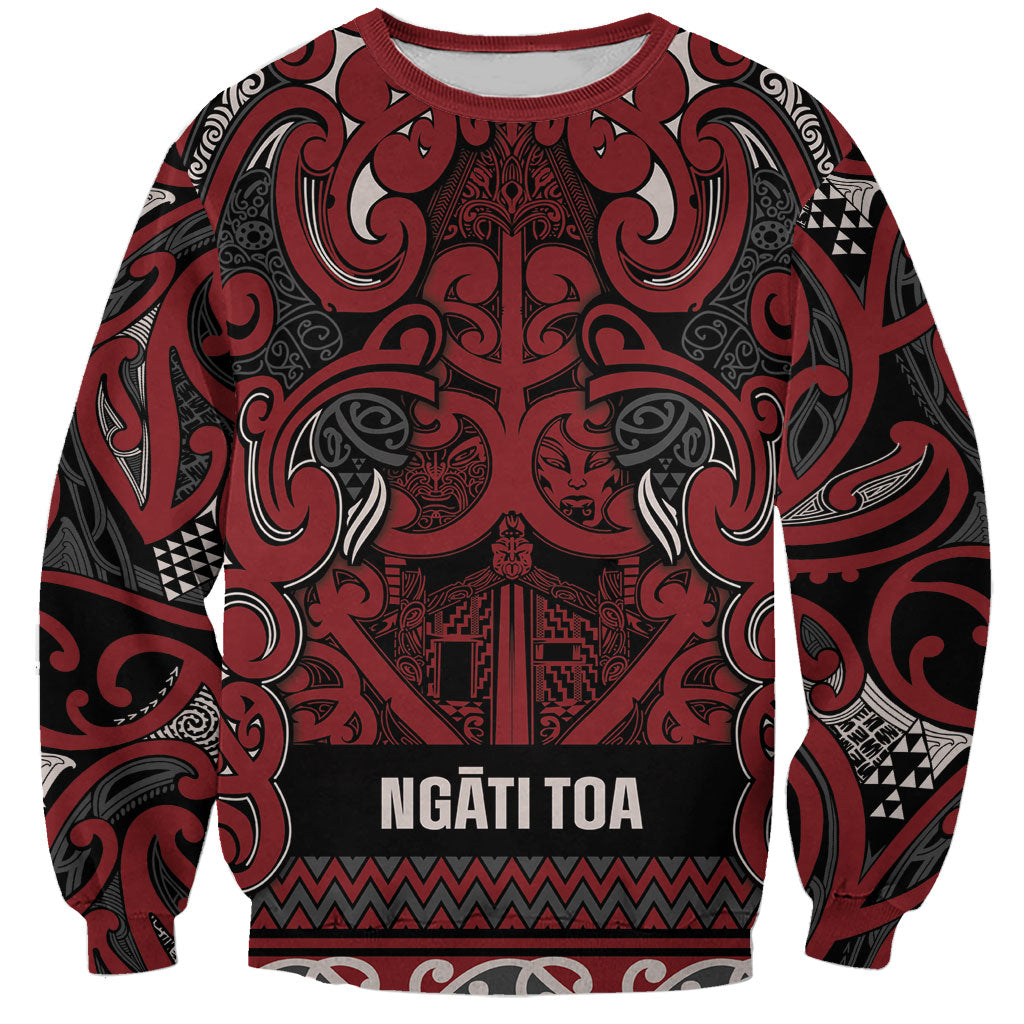 Aotearoa Iwi Ngati Toa Sweatshirt Maori Wharenui House Tribal Pattern