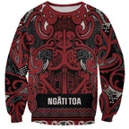 Aotearoa Iwi Ngati Toa Sweatshirt Maori Wharenui House Tribal Pattern