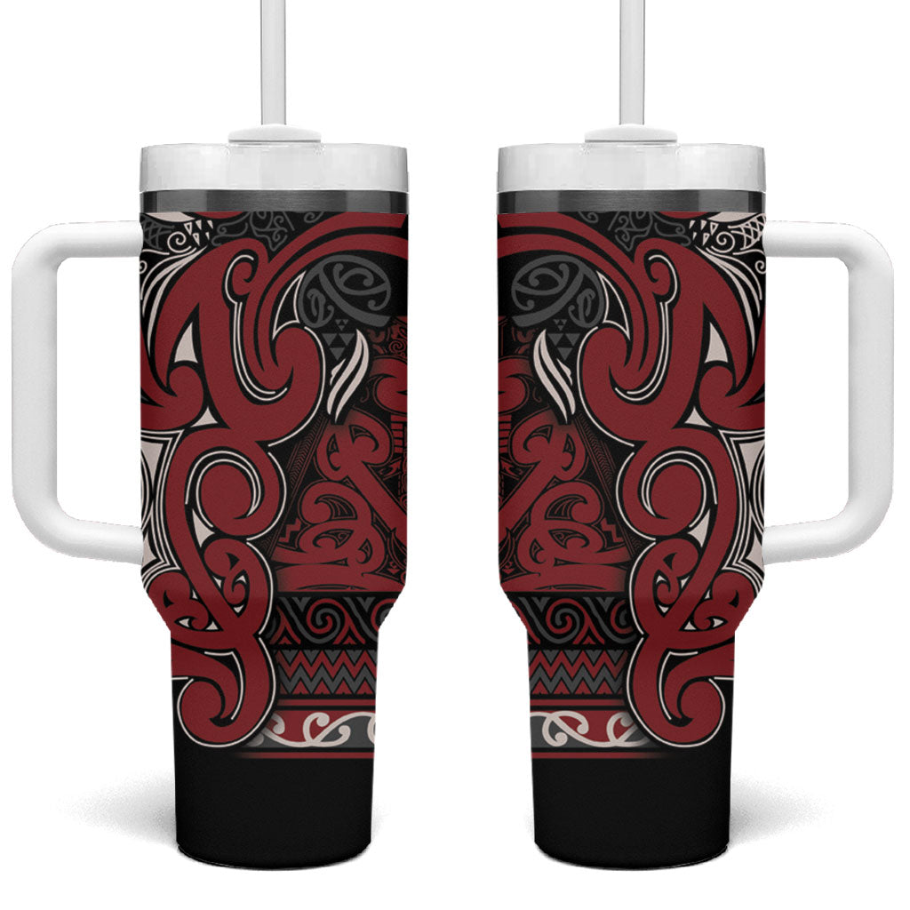 Aotearoa Iwi Ngati Toa Tumbler With Handle Maori Wharenui House Tribal Pattern