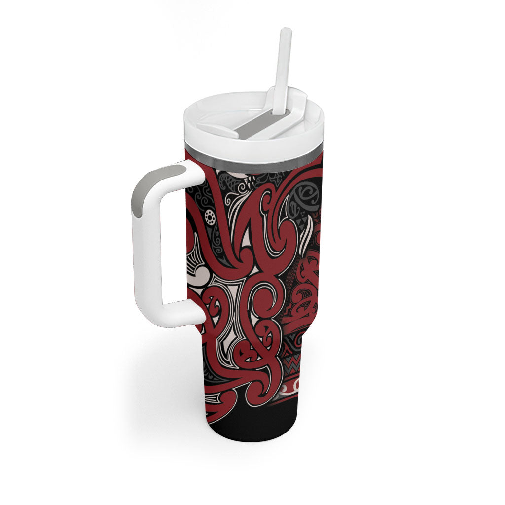 Aotearoa Iwi Ngati Toa Tumbler With Handle Maori Wharenui House Tribal Pattern