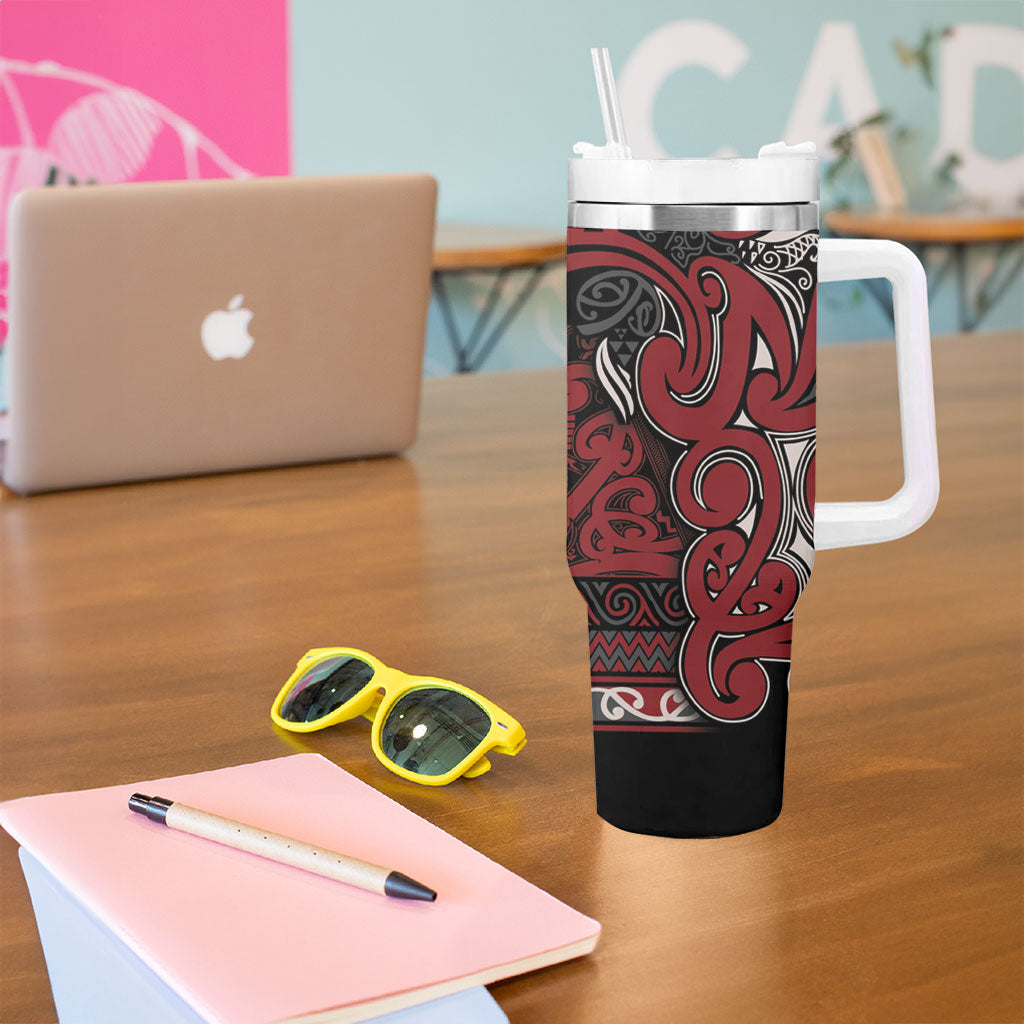 Aotearoa Iwi Ngati Toa Tumbler With Handle Maori Wharenui House Tribal Pattern
