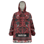 Aotearoa Iwi Ngati Toa Wearable Blanket Hoodie Maori Wharenui House Tribal Pattern