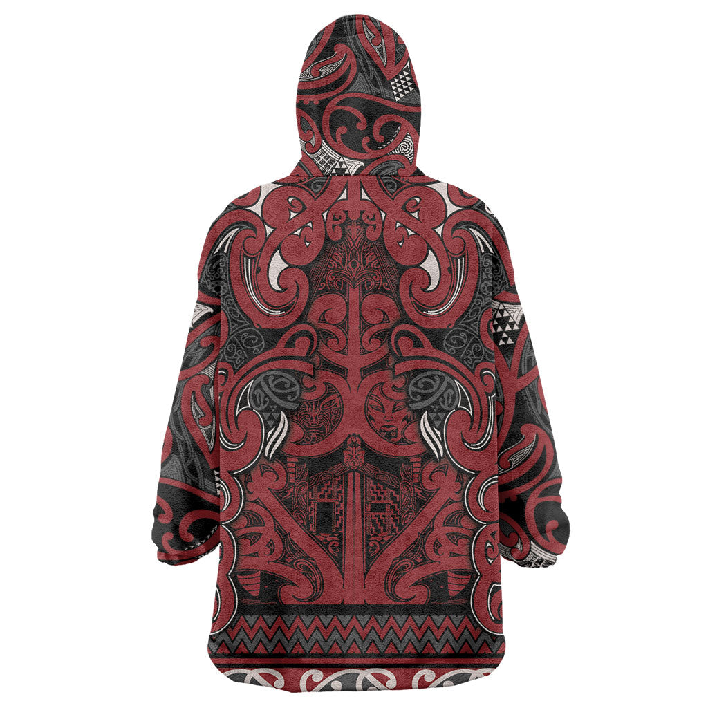 Aotearoa Iwi Ngati Toa Wearable Blanket Hoodie Maori Wharenui House Tribal Pattern