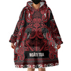 Aotearoa Iwi Ngati Toa Wearable Blanket Hoodie Maori Wharenui House Tribal Pattern