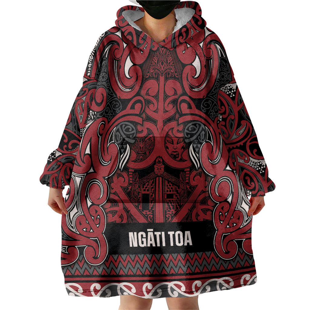 Aotearoa Iwi Ngati Toa Wearable Blanket Hoodie Maori Wharenui House Tribal Pattern