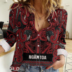 Aotearoa Iwi Ngati Toa Women Casual Shirt Maori Wharenui House Tribal Pattern