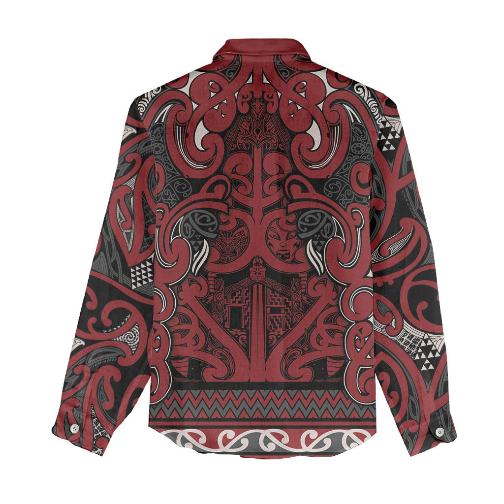 Aotearoa Iwi Ngati Toa Women Casual Shirt Maori Wharenui House Tribal Pattern