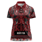 Aotearoa Iwi Ngati Toa Women Polo Shirt Maori Wharenui House Tribal Pattern