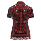 Aotearoa Iwi Ngati Toa Women Polo Shirt Maori Wharenui House Tribal Pattern