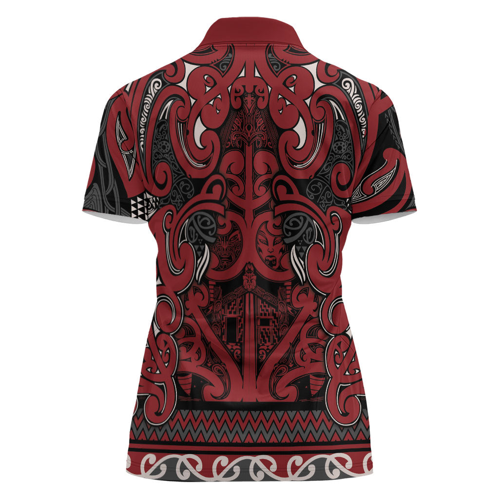 Aotearoa Iwi Ngati Toa Women Polo Shirt Maori Wharenui House Tribal Pattern