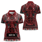Aotearoa Iwi Ngati Toa Women Polo Shirt Maori Wharenui House Tribal Pattern