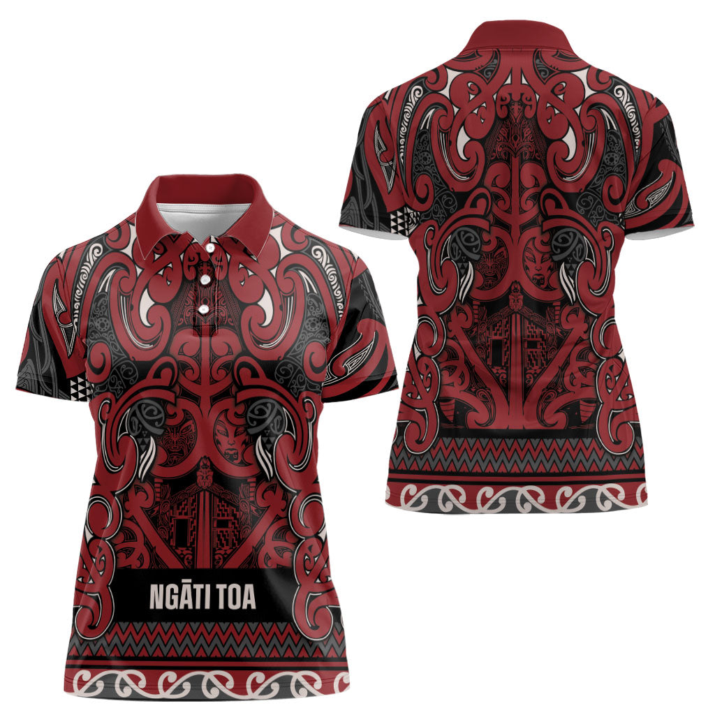 Aotearoa Iwi Ngati Toa Women Polo Shirt Maori Wharenui House Tribal Pattern