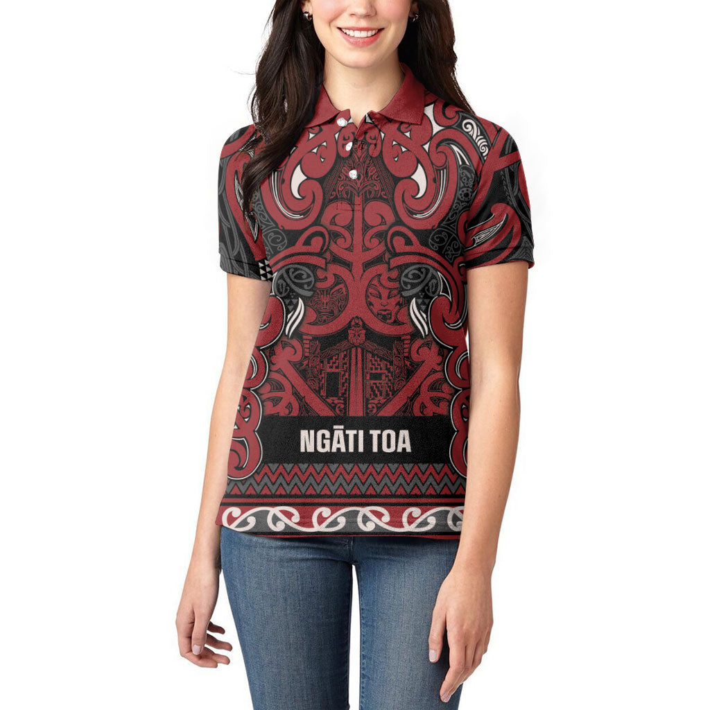 Aotearoa Iwi Ngati Toa Women Polo Shirt Maori Wharenui House Tribal Pattern