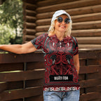Aotearoa Iwi Ngati Toa Women Polo Shirt Maori Wharenui House Tribal Pattern