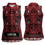 Aotearoa Iwi Ngati Toa Women Sleeveless Polo Shirt Maori Wharenui House Tribal Pattern