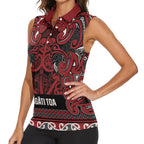 Aotearoa Iwi Ngati Toa Women Sleeveless Polo Shirt Maori Wharenui House Tribal Pattern
