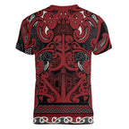 Aotearoa Iwi Ngati Toa Women V-Neck T-Shirt Maori Wharenui House Tribal Pattern