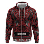 Aotearoa Iwi Ngati Toa Zip Hoodie Maori Wharenui House Tribal Pattern