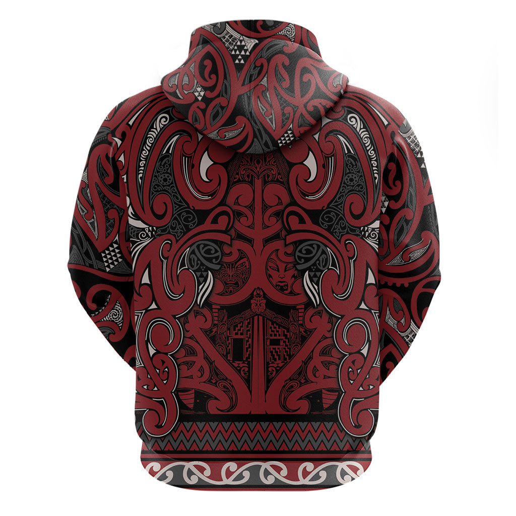 Aotearoa Iwi Ngati Toa Zip Hoodie Maori Wharenui House Tribal Pattern