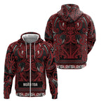 Aotearoa Iwi Ngati Toa Zip Hoodie Maori Wharenui House Tribal Pattern