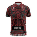 Aotearoa Iwi Ngati Toa Zipper Polo Shirt Maori Wharenui House Tribal Pattern