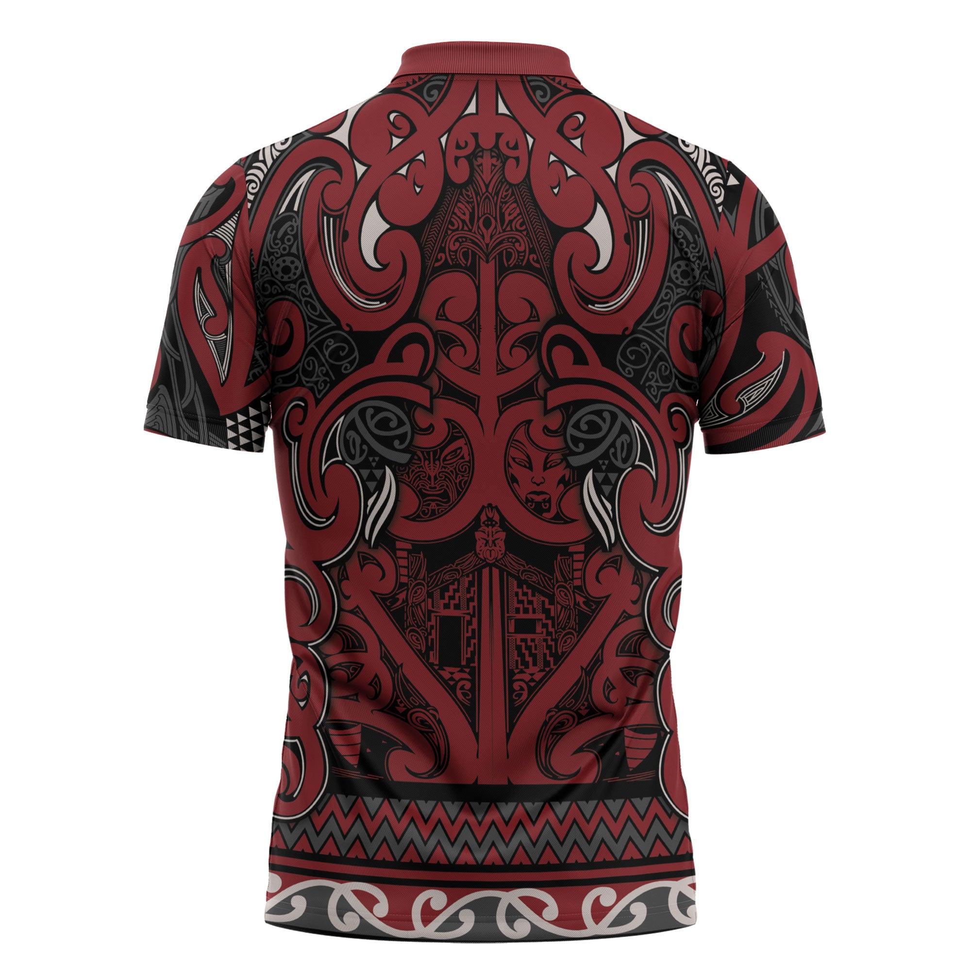 Aotearoa Iwi Ngati Toa Zipper Polo Shirt Maori Wharenui House Tribal Pattern