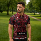 Aotearoa Iwi Ngati Toa Zipper Polo Shirt Maori Wharenui House Tribal Pattern