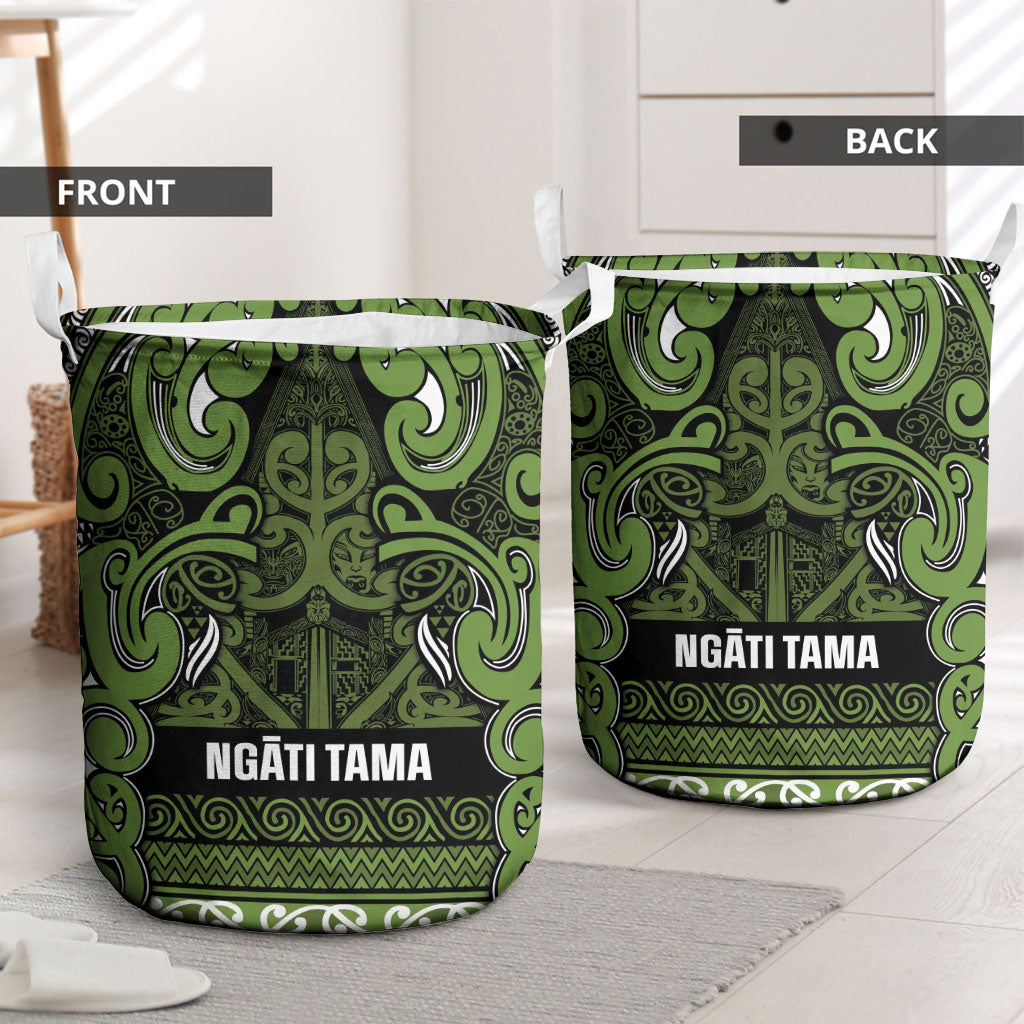 Aotearoa Iwi Ngāti Tama ki Taranaki Trust Laundry Basket Maori Wharenui House Tribal Pattern
