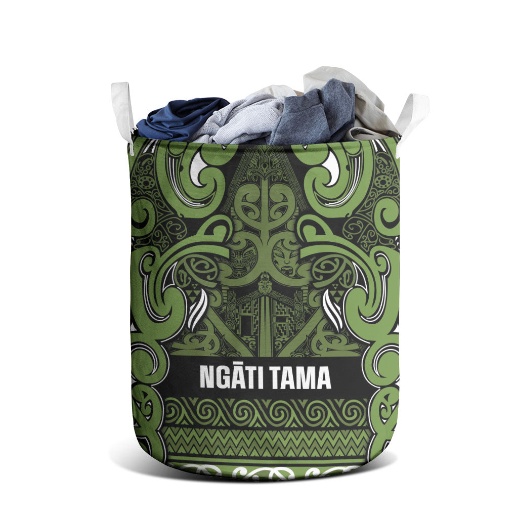 Aotearoa Iwi Ngāti Tama ki Taranaki Trust Laundry Basket Maori Wharenui House Tribal Pattern