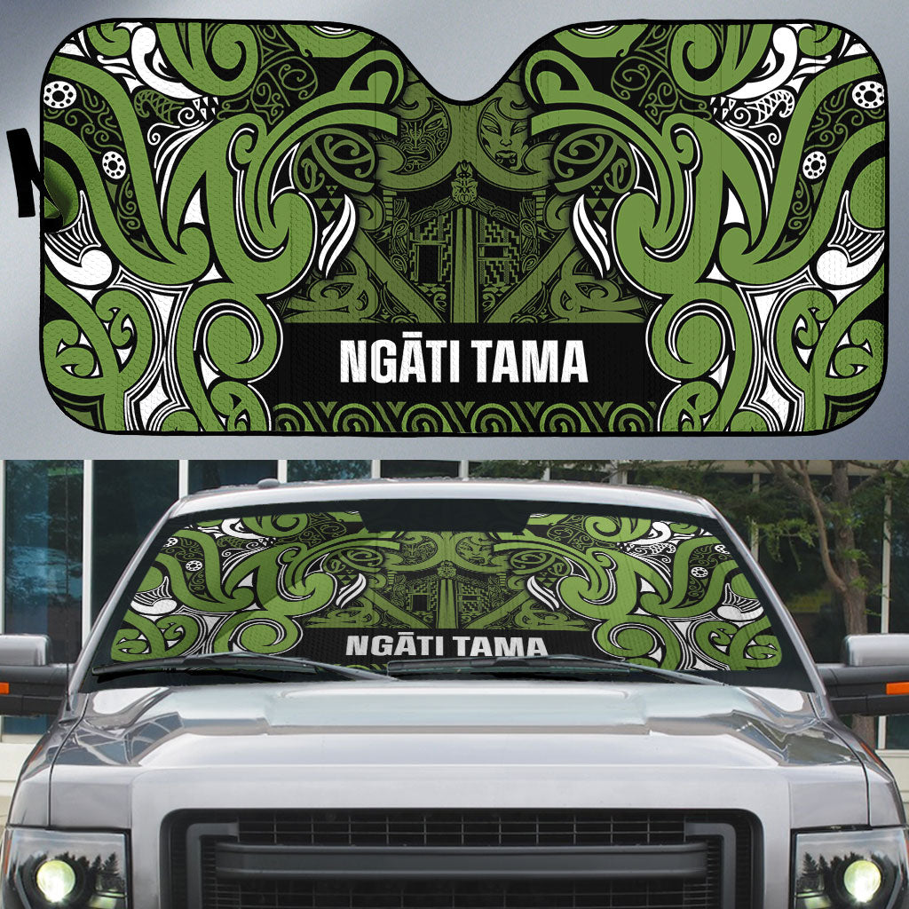 Aotearoa Iwi Ngāti Tama ki Taranaki Trust Auto Sun Shade Maori Wharenui House Tribal Pattern