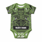 Aotearoa Iwi Ngāti Tama ki Taranaki Trust Baby Onesie Maori Wharenui House Tribal Pattern