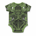 Aotearoa Iwi Ngāti Tama ki Taranaki Trust Baby Onesie Maori Wharenui House Tribal Pattern