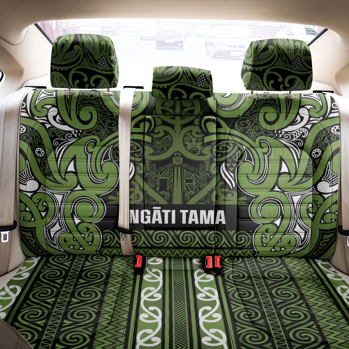 Aotearoa Iwi Ngāti Tama ki Taranaki Trust Back Car Seat Cover Maori Wharenui House Tribal Pattern