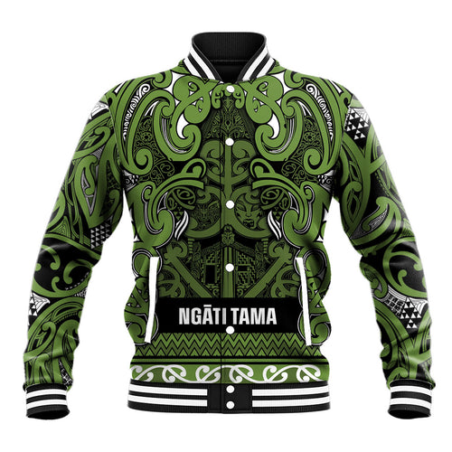 Aotearoa Iwi Ngāti Tama ki Taranaki Trust Baseball Jacket Maori Wharenui House Tribal Pattern