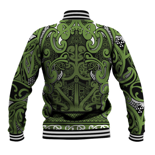 Aotearoa Iwi Ngāti Tama ki Taranaki Trust Baseball Jacket Maori Wharenui House Tribal Pattern
