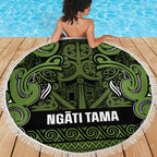 Aotearoa Iwi Ngāti Tama ki Taranaki Trust Beach Blanket Maori Wharenui House Tribal Pattern