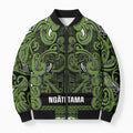 Aotearoa Iwi Ngāti Tama ki Taranaki Trust Bomber Puffer Jacket Maori Wharenui House Tribal Pattern
