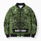 Aotearoa Iwi Ngāti Tama ki Taranaki Trust Bomber Puffer Jacket Maori Wharenui House Tribal Pattern