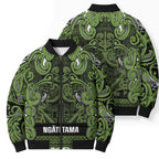 Aotearoa Iwi Ngāti Tama ki Taranaki Trust Bomber Puffer Jacket Maori Wharenui House Tribal Pattern