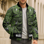 Aotearoa Iwi Ngāti Tama ki Taranaki Trust Bomber Puffer Jacket Maori Wharenui House Tribal Pattern