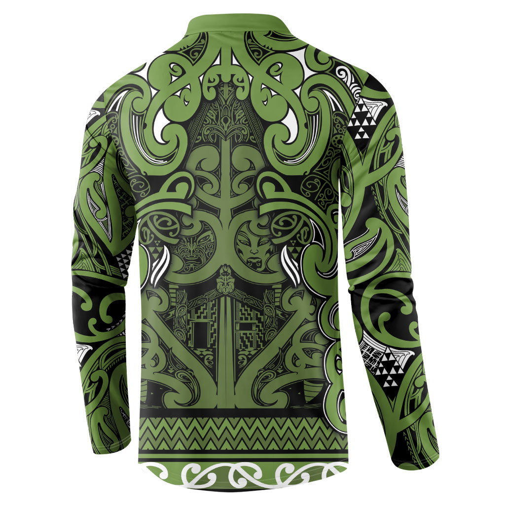 Aotearoa Iwi Ngāti Tama ki Taranaki Trust Button Sweatshirt Maori Wharenui House Tribal Pattern