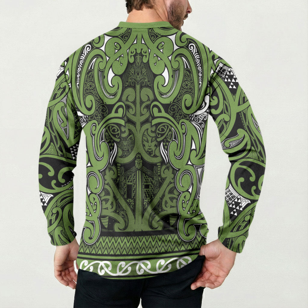 Aotearoa Iwi Ngāti Tama ki Taranaki Trust Button Sweatshirt Maori Wharenui House Tribal Pattern