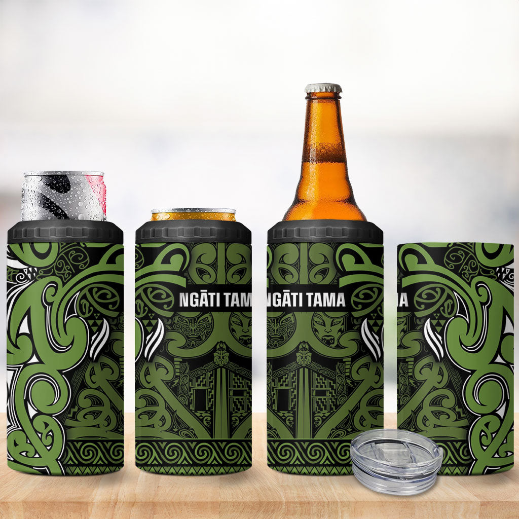 Aotearoa Iwi Ngāti Tama ki Taranaki Trust 4 in 1 Can Cooler Tumbler Maori Wharenui House Tribal Pattern