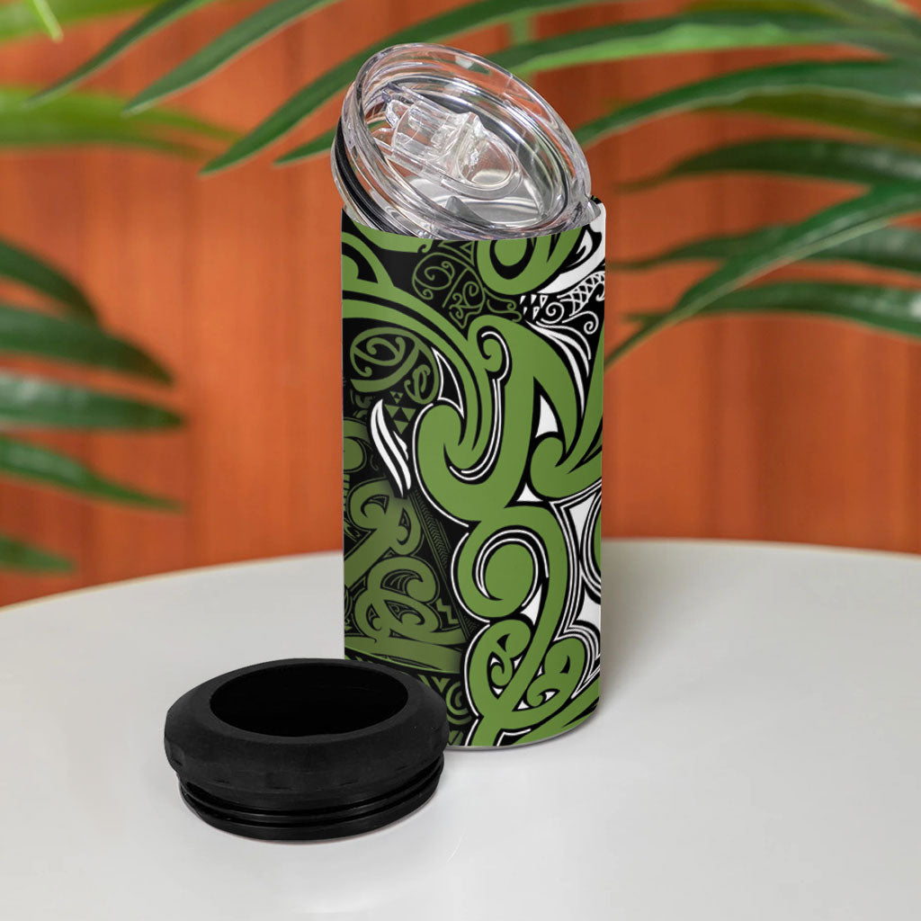 Aotearoa Iwi Ngāti Tama ki Taranaki Trust 4 in 1 Can Cooler Tumbler Maori Wharenui House Tribal Pattern