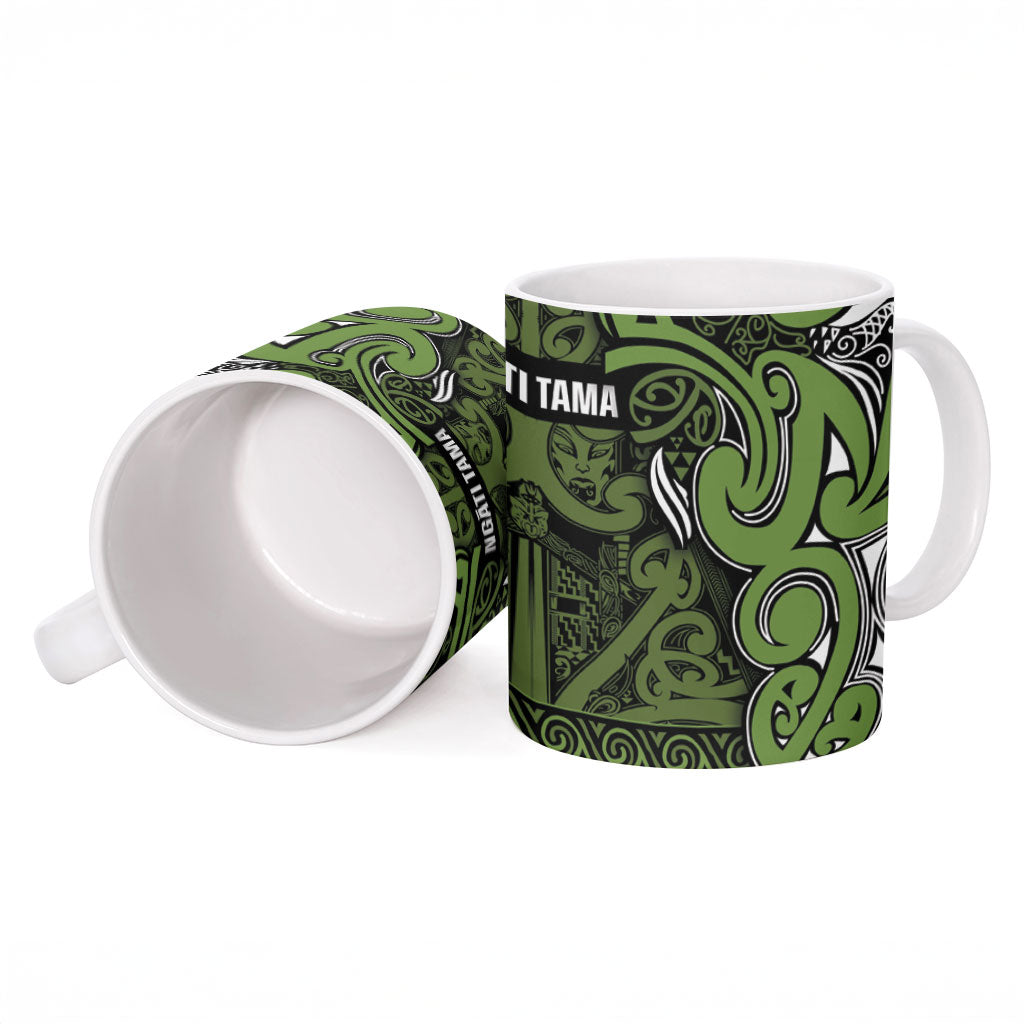 Aotearoa Iwi Ngāti Tama ki Taranaki Trust Ceramic Mug Maori Wharenui House Tribal Pattern