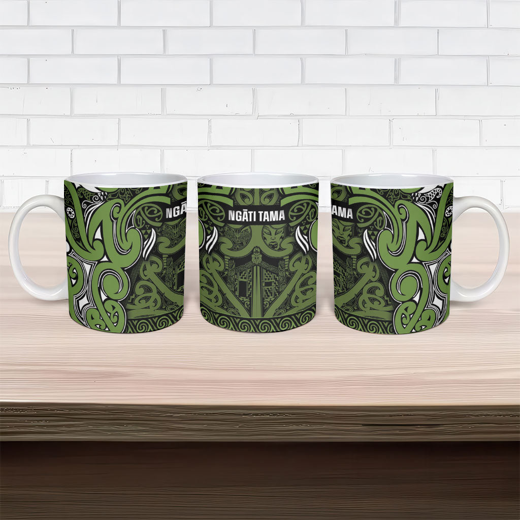 Aotearoa Iwi Ngāti Tama ki Taranaki Trust Ceramic Mug Maori Wharenui House Tribal Pattern