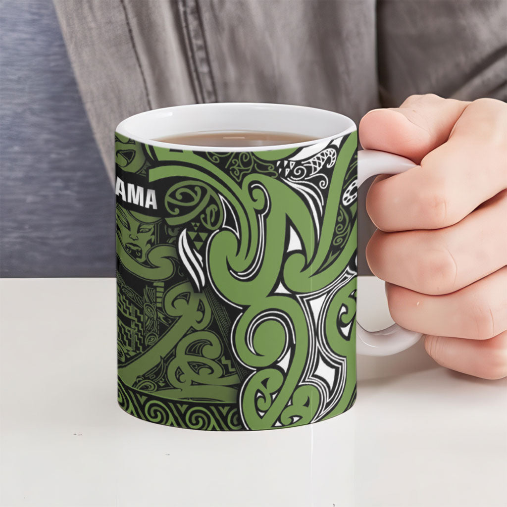 Aotearoa Iwi Ngāti Tama ki Taranaki Trust Ceramic Mug Maori Wharenui House Tribal Pattern