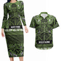 Aotearoa Iwi Ngāti Tama ki Taranaki Trust Couples Matching Long Sleeve Bodycon Dress and Hawaiian Shirt Maori Wharenui House Tribal Pattern