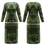Aotearoa Iwi Ngāti Tama ki Taranaki Trust Couples Matching Long Sleeve Bodycon Dress and Hawaiian Shirt Maori Wharenui House Tribal Pattern