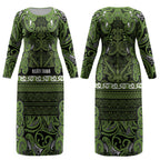 Aotearoa Iwi Ngāti Tama ki Taranaki Trust Couples Matching Long Sleeve Bodycon Dress and Long Sleeve Button Shirt Maori Wharenui House Tribal Pattern